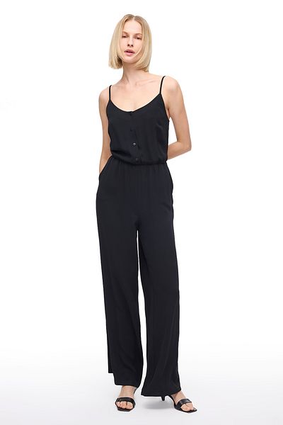 Perspective Black Echos Regular Fit Long Jumpsuit