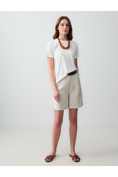 Jimmy Key White Crew Neck Short Sleeve Knitted Modal T-Shirt
