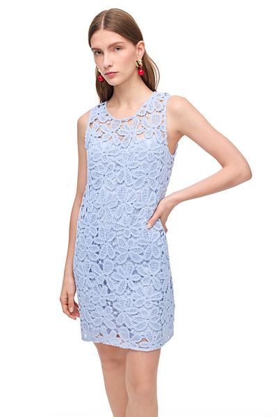 Perspective Baby Blue Primos Comfortable Fit Lace Mini Dress