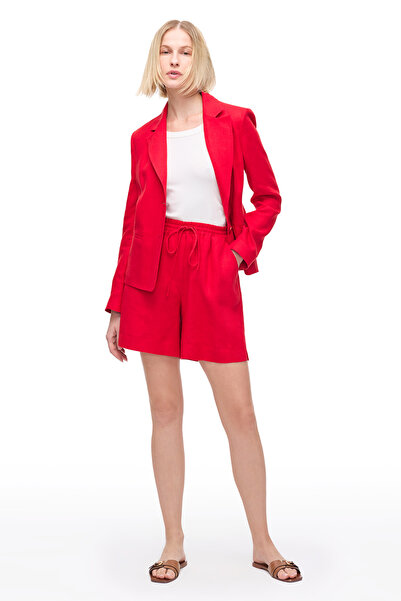 Perspective Kırmızı Holas Regular Fit Yüksek Bel Kısa Boy Şort