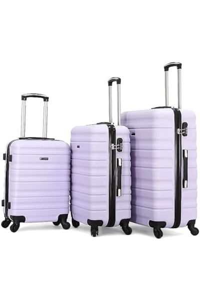 Giordano Unisex Travel Luggage Set 111/3TR L 28-M 24-S 20, Light Purple, Polycarbonate (PC)