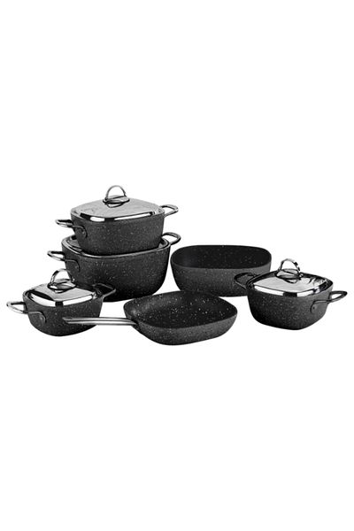 SAFLON Granite Cookware Set, Consisting Of 10 Pieces , Black..