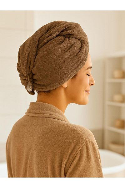 Ender Home Dreamsoft Buttoned Hair Drying Cap – Velvet