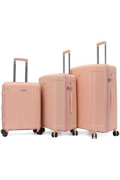 Travelite 3-Piece Unisex Hard-Shell Luggage Set (Pink, Polycarbonate)