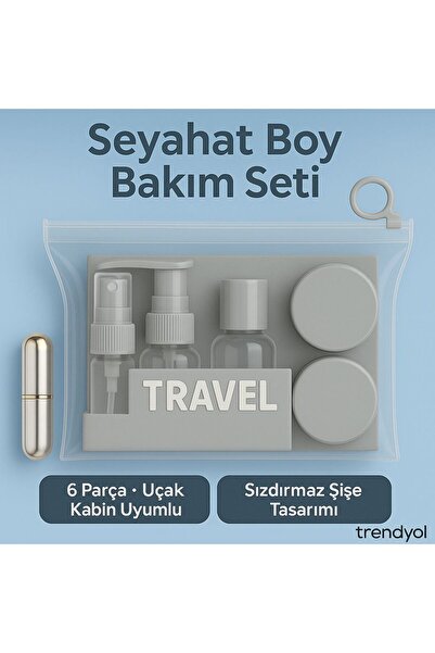 TARIK HOME 6 Parça Renkli Seyahat Bakım ve Kozmetik Seti, Uçak Kabin Uyumlu, Parfüm Şişeli