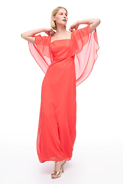 Perspective Nar Çiçeği Piyamor Rahat Kalıp Uzun Boy Elbise