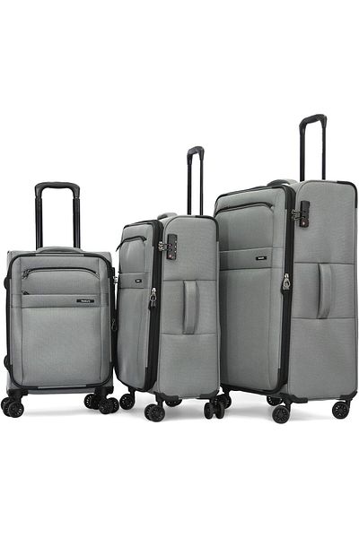 Travelite Soft-Wheeled Luggage Set - 3 Pieces, Grey, Polyester
