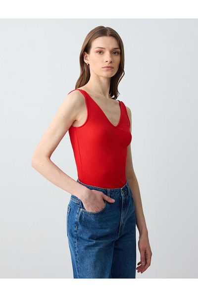 Jimmy Key Red Slim Fit V-Neck Knitted Undershirt