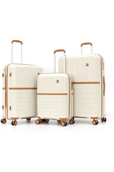 Titan Spinner Luggage with Digital Lock, L 28-M 24-S 20, White, Polycarbonate (PC)
