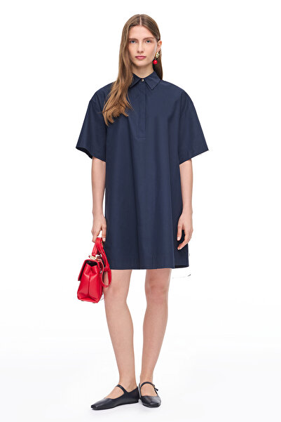 Perspective Μίνι φόρεμα σε μπλε ναυτικό χρώμα Albas άνετο και ελαφρύ