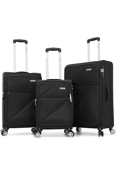 Travelite 3-Piece Polyester Wheeled Luggage Set for Unisex (L28-M24-S20, Black)
