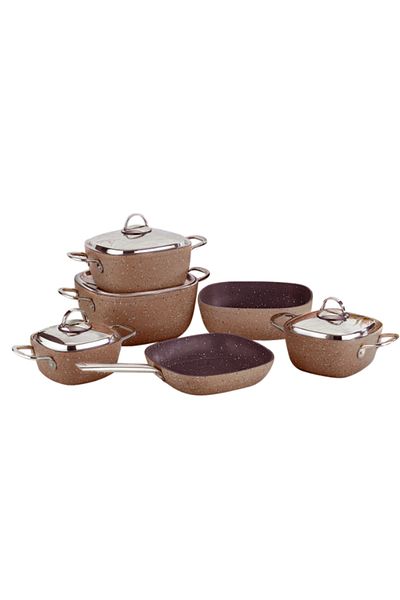 SAFLON Granite Cookware Set, Consisting Of 10 Pieces, Brown