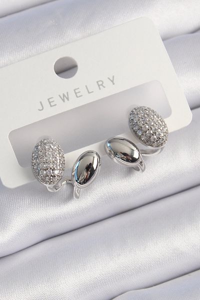 Skygo Brass Silver Color Zircon Stone Women's Earrings - Tj-Bkp9537