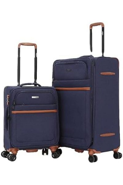 AMERICAN FLYER Double-Wheeled Travel Bags with Digital Lock for Privacy (2, Navy)