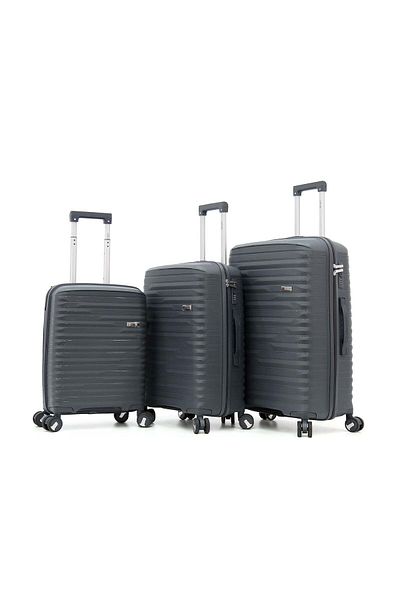 Capital Hardshell PP Luggage Set with 8 Wheels Thick Shell Multi Layer PP 3 Piece Set, 2