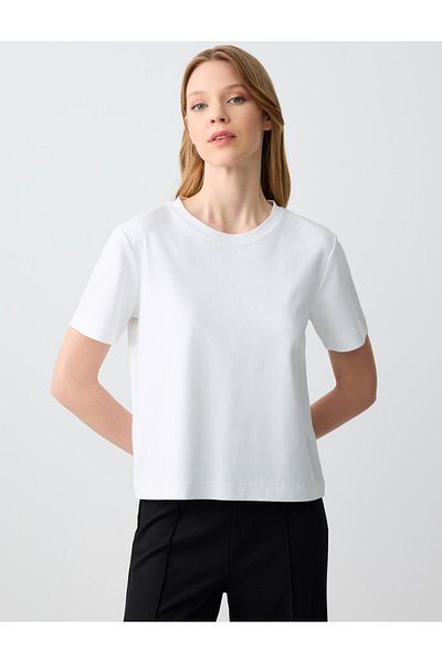 Jimmy Key White Crew Neck Short Sleeve Cotton Knitted T-Shirt