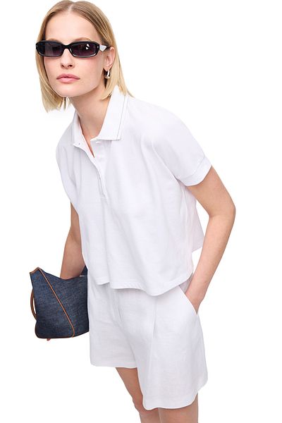 Perspective Nebula White Color Regular Fit Shirt Collar Fake Sleeve T-Shirt