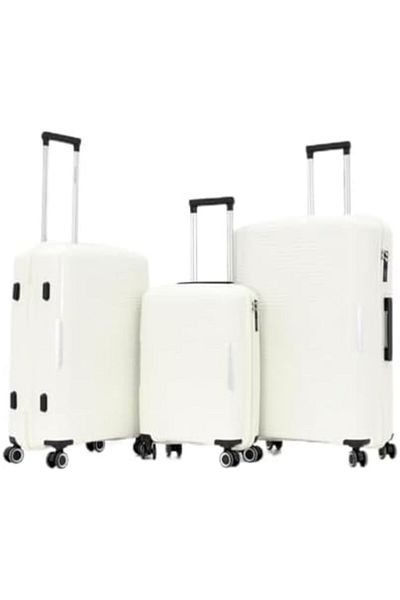 Giordano Unisex 3-Piece Hard Shell Luggage Set Size L 28-M 24-S 20 Beige Giordano Polypropylene