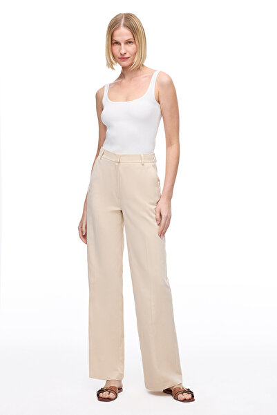 Perspective Beige Loresi Comfortable Fit High Waist Trousers