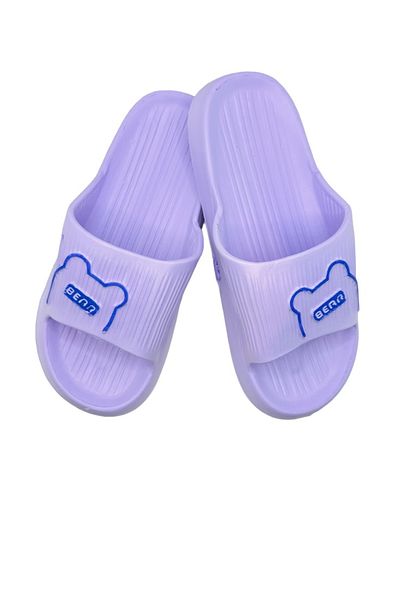 TECOS Women's beach or pool slippers, Tecos, size 38-39, teddy bear print, purple, 24 centimeters
