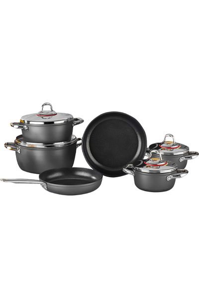 SAFLON Turkish Titanium pots set, 10 pieces, Gray