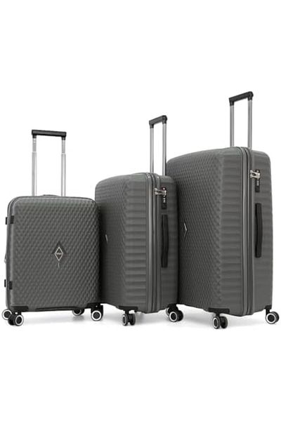 Titan Hard Shell Luggage Set with Dual Spinner Wheels and Digital Lock (Set of 3, Dark Gray)