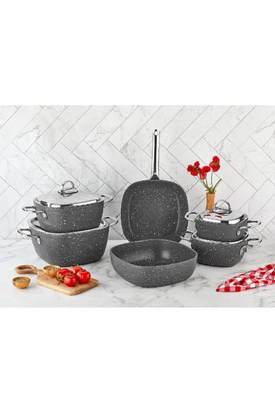 SAFLON Granite Cookware Set, Consisting Of 10 Pieces, Gray
