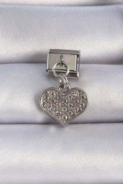 Skygo 316L Steel Silver Color Zircon Stone Dangle Heart Figure Nomination Charm - Tj-Bc1058
