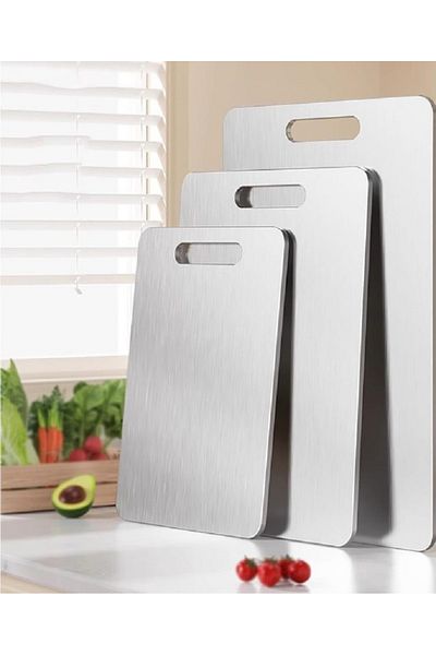 takasat Stainless Steel Antibacterial Cutting Board/Board |   1 Pack of 3 Different Sizes!