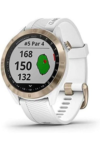 Garmin Approach S40, Stylish GPS Golf Smartwatch, Lightweight With Touchscreen Display, White/Light