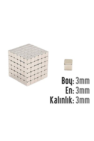 Slab 216 Adet Neodyum Kare Küp Mıknatıs 3x3x3mm