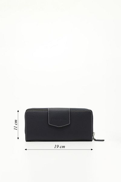 GÖNDERİ(R) Women/Girls Navy Blue Anthracite Genuine Leather Wallet