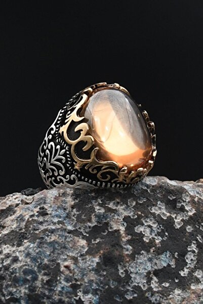 Prestige Erkek Yüzüğü Şampanya Topaz Taşlı 925 Ayar Gümüş 901746
