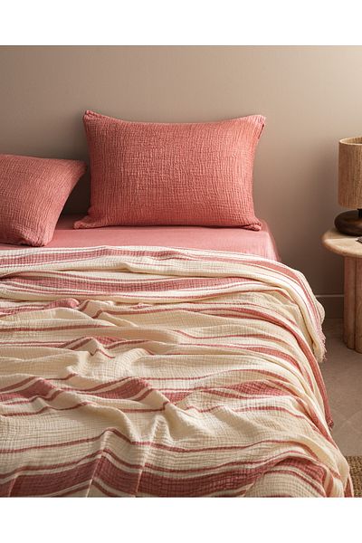 Madame Coco Clair Muslin Double 100% Cotton Pique Set - Ecru/Red