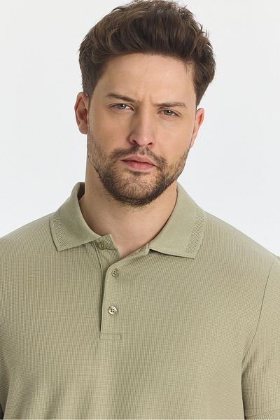 Frappoli Ανδρικό μπλουζάκι Walfer Mink Lycra βαμβακερό με λεπτομέρεια με λαιμόκοψη Slim Fit που δεν κυρτίζει με γιακά πόλο