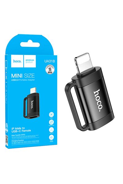 REDz Accessories Hoco Ua31b Adapter, Type-c To Lightning, For Iphone, Otg Data Transfer 480mbps, Black