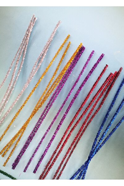 Genel Markalar Simli Renkli Şönil Yumuşak Tel Anasınıfı Özel Eğitim Ilköğretim Çocuğu El Işi Malzemesi 25 Adet 30cm