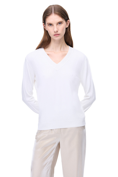 Perspective Трикотажний светр, зручний крій, стандартний розмір, вставні рукави, V-подібний виріз, екрю