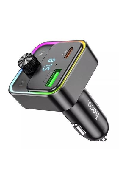 REDz Accessories Adapter With Fm Modulator, Hoco E81, Ambient Lights, 1x Usb And 1x Type-c, Microphone, Black
