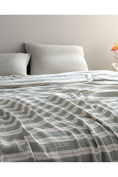 Madame Coco Cherina Muslin Single 100% Cotton Elastic Pique Set - Ecru/Khaki