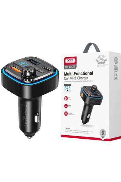 REDz Accessories Modulator auto xo-bcc08, mp3 bluetooth, 2 x usb 1 x tip c, 15,5 w, control muzică și apeluri, negru