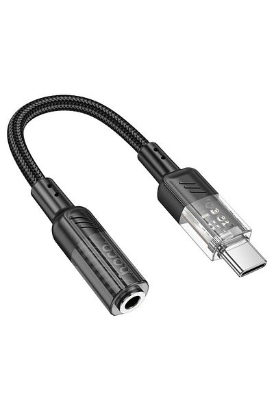 REDz Accessories AUX to Type-C Adapter, Hoco LS37, Compatible with iPhone 15/16 and Android, Black