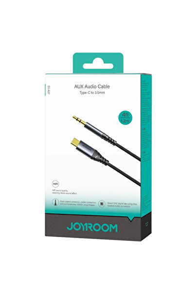 REDz Accessories Προσαρμογέας Type-C σε υποδοχή 3,5 mm, Joyroom SY-AO7, Μήκος 1,2 m, Σιλικόνη, Μαύρο