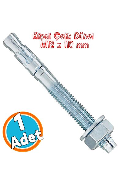 NZB Klipsli Saplamalı Çelik Dübel M12x110 mm Raf Montaj Bağlantı Kanalları Ta...