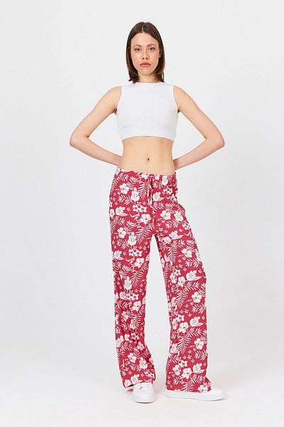 Rays Fuchsia Elastic Waist Patterned Trousers 4725A