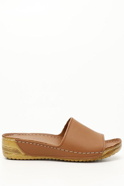 GÖNDERİ(R) Women / Girls Tan Antique Genuine Leather Slippers