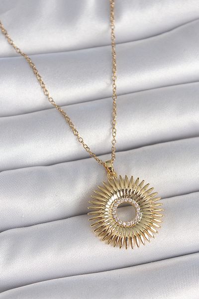 Skygo 316L Steel Gold Color Chain Zircon Stone Nova Star Model Women's Necklace - Tj-Bko10047