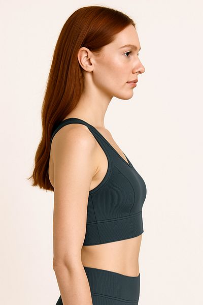 HNX Thick Strap Recovery Ripped Sports Bustier |   Denim