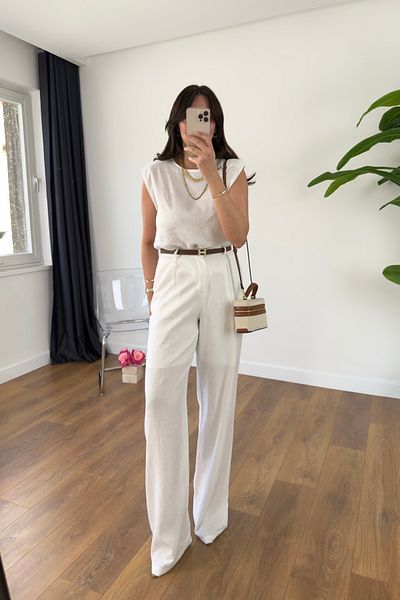 BİRCANÇİL Md Alice White Padding Detailed Linen Lined Suit
