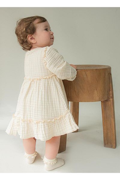 kitikate Organic 4 Layer Muslin Dress Natural